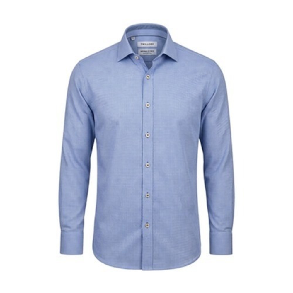 Twillory Shirt Men L 16 32/33 Blue Check Slim Fit Non Iron Cotton Dress Business